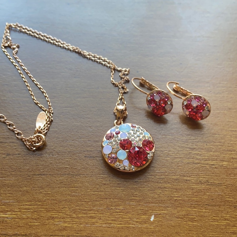 Rose Goldtone and Pink Mickey Mouse Disney Jewelry Set